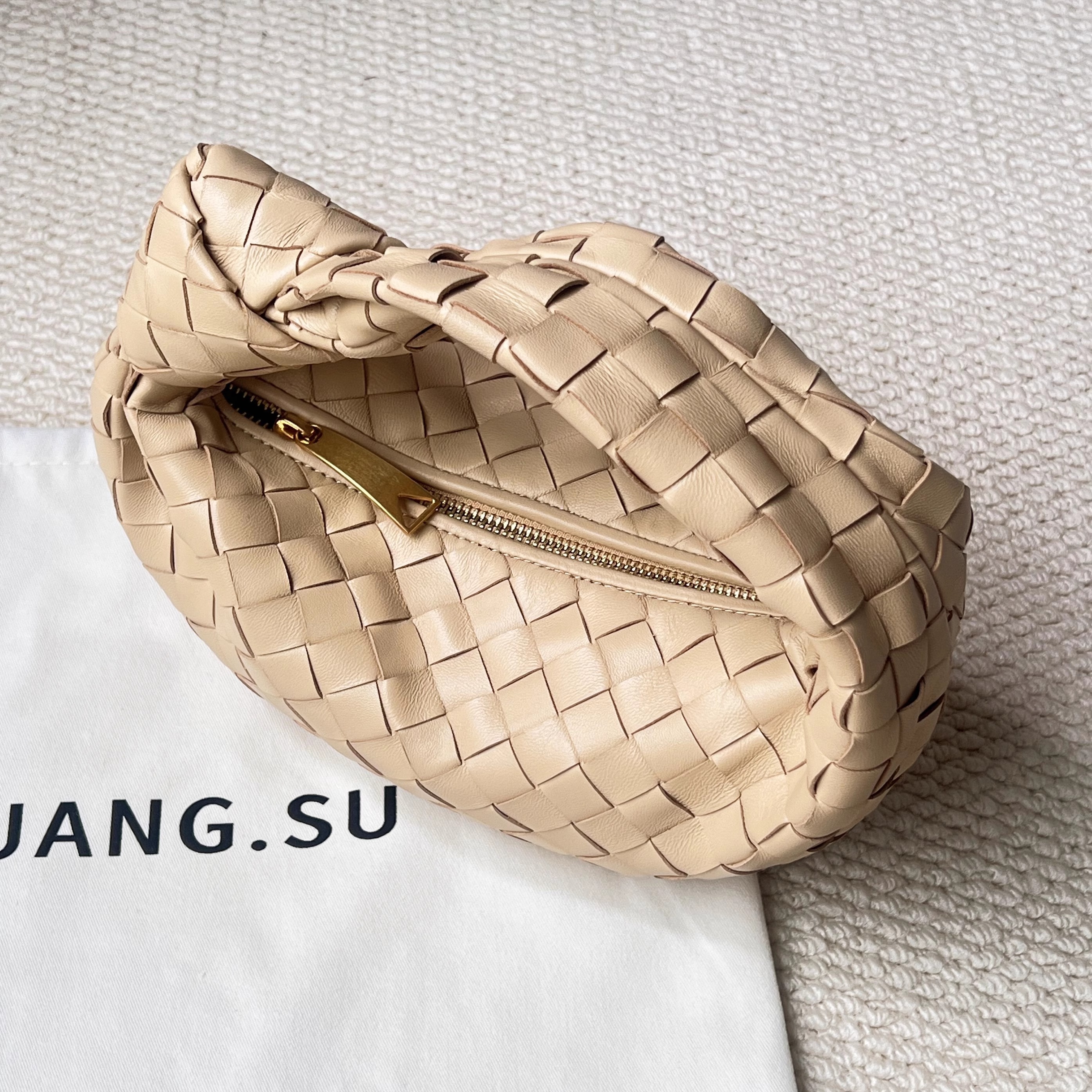 GUANG.SU新款真皮mini jodie编织包手拿包轻奢女高级感羊皮小众包