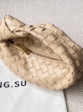 GUANG.SU新款真皮mini jodie编织包手拿包轻奢女高级感羊皮小众包