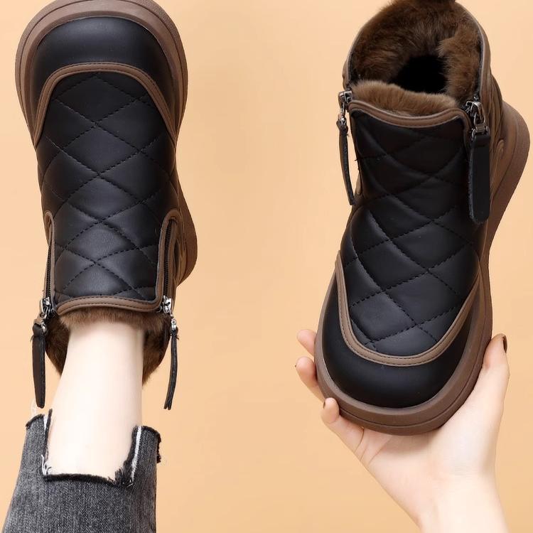断码薏尔康雪地靴女冬加绒2024新款加厚保暖短靴真皮东北棉鞋防滑