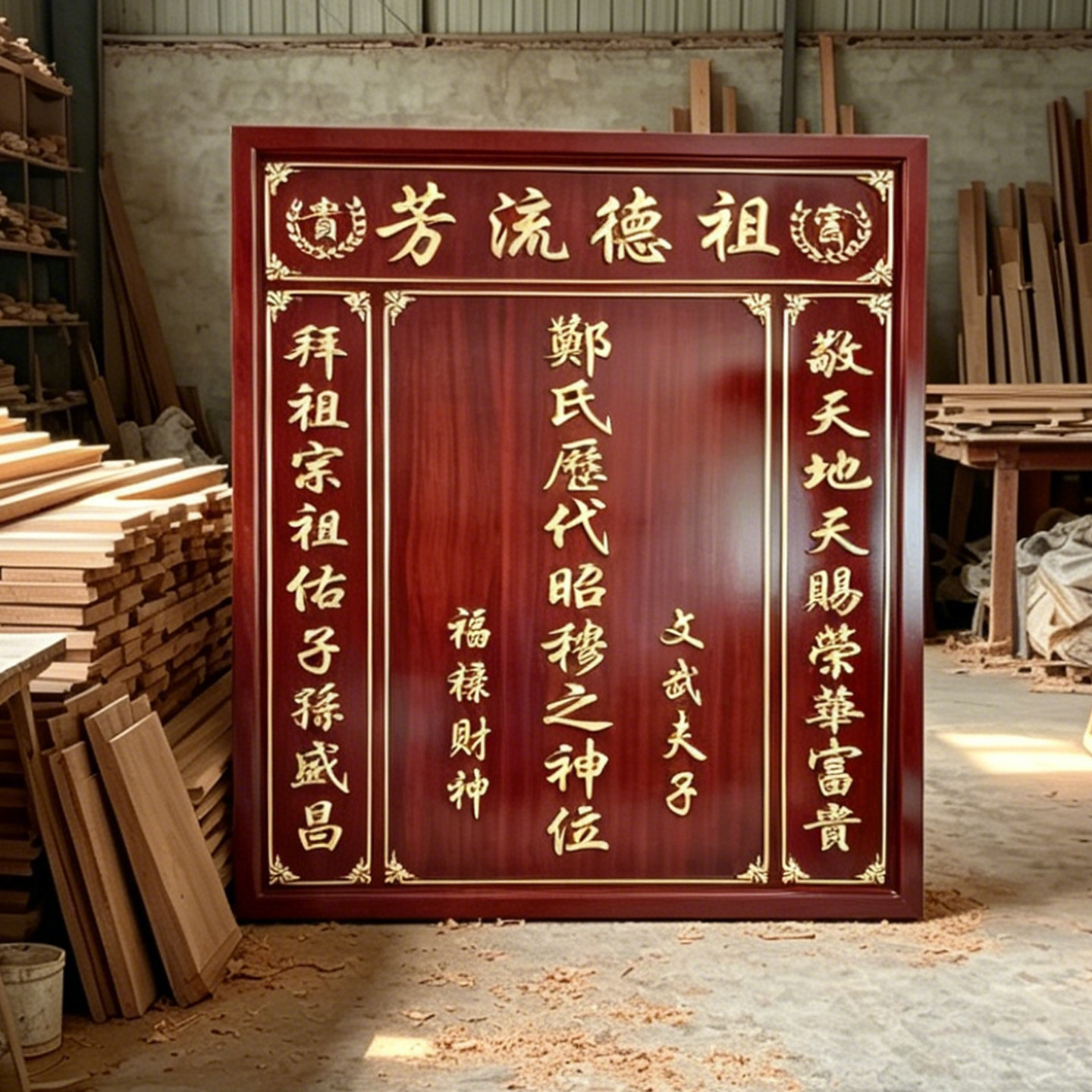 香火牌匾实木天地国君亲师神龛中堂农村堂祠堂寺院雕刻神位牌定制