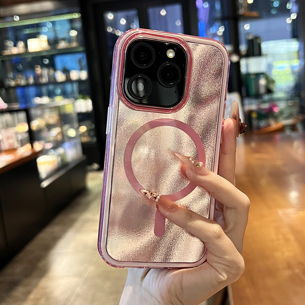 超火粉色闪粉细砂磁吸适用苹果16promax手机壳iPhone15新款14小众高级感13软硅胶2025保护套女神软硅胶12轻奢