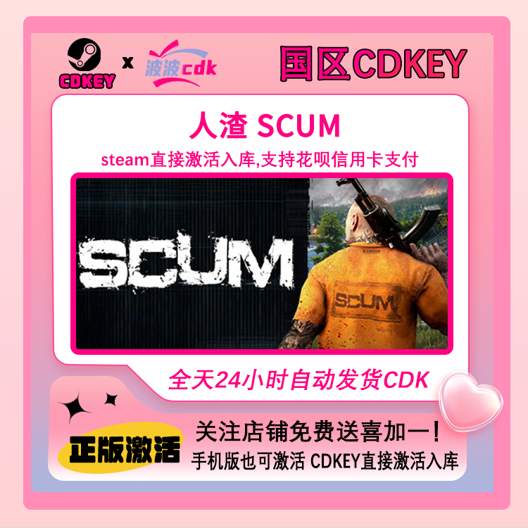 人渣 Steam正版Cdkey 国区激活码 下单秒发货 SCUM 可在线联机
