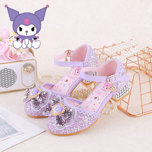 Maoergang/猫尔港女童高跟库洛米公主鞋夏季儿童凉鞋小女孩水晶鞋