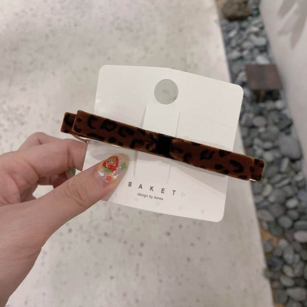 9.30韩国东大门baket发饰丝绒豹纹一字弹簧夹边夹