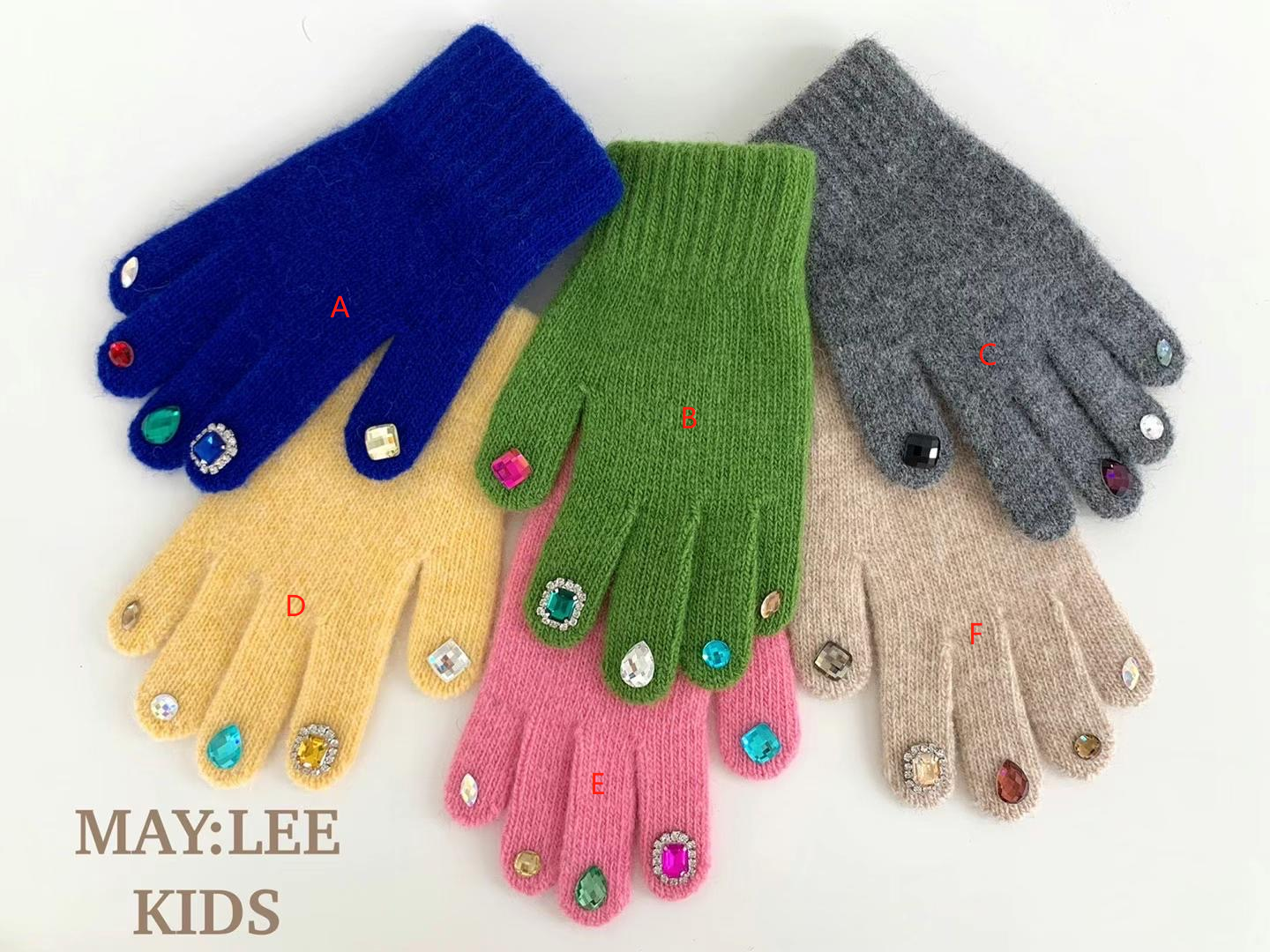 14韩国直播maylee儿童款彩色宝石手套舒适保暖冬季