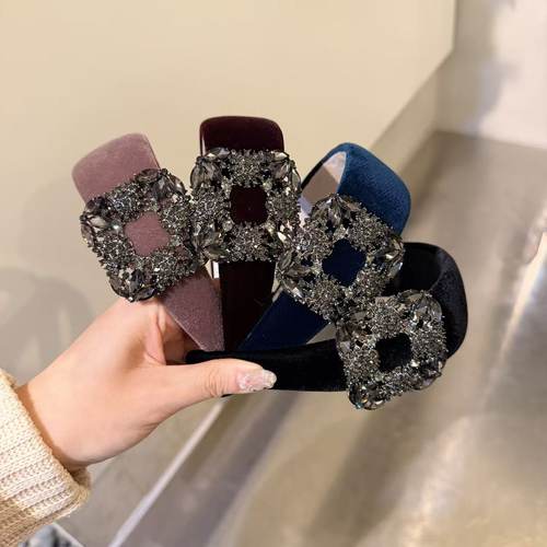 12.6韩国东大门baket发饰显白丝绒高闪水钻方扣高颅顶发箍