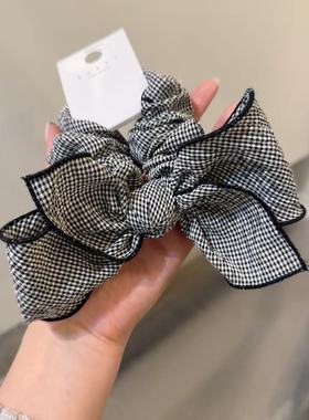 5.27韩国东大门baket发饰布艺细格蝴蝶结发绳发圈