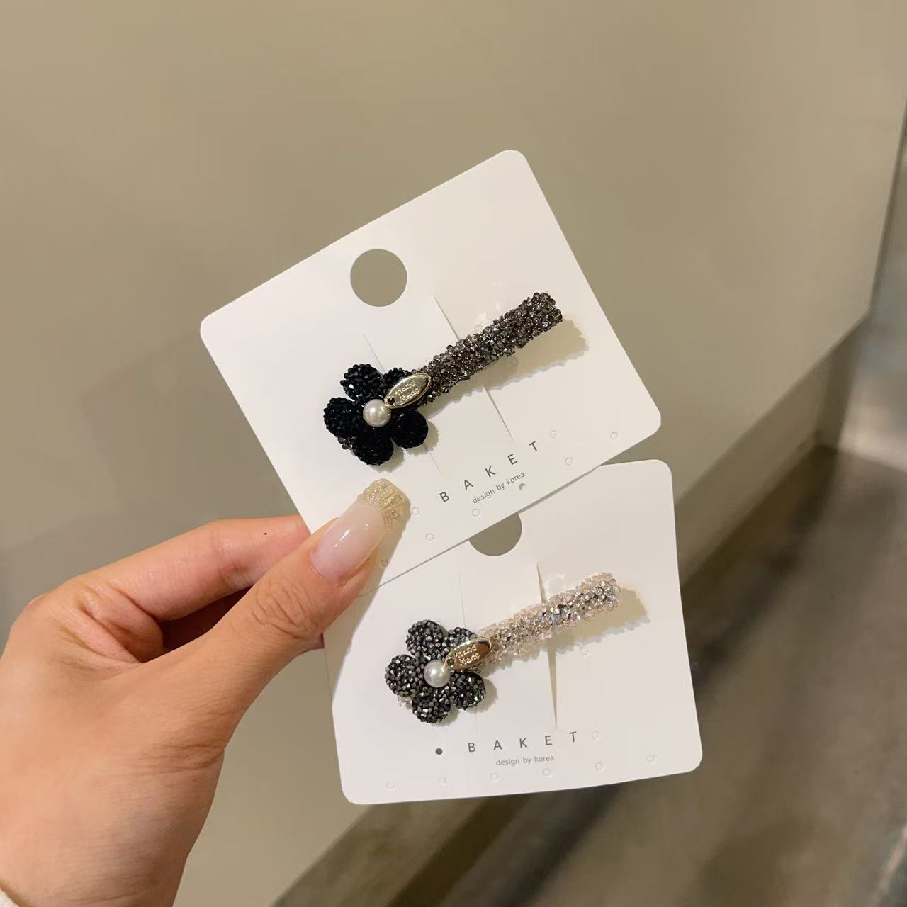 7.12韩国东大门baket发饰细闪砂糖水钻花朵鸭嘴夹