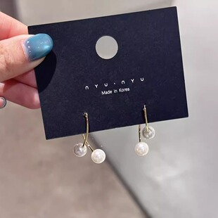 3.21韩国耳饰品nyunyu简约百搭交叉珍珠耳钉高级感甜美气质耳环