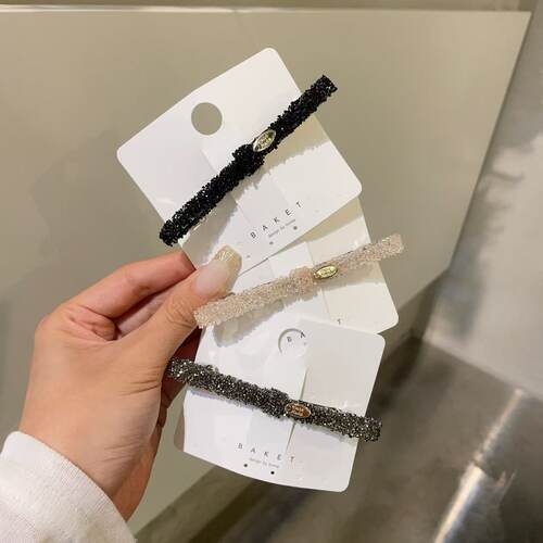 7.12韩国东大门baket发饰砂糖水钻超闪气质蝴蝶结一字发夹鸭嘴