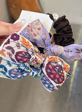 7.23韩国baket发饰刺绣珍珠蝴蝶结发绳发圈