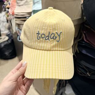 3.18韩国东大门the hat二号店字母刺绣格纹蝴蝶结长飘带鸭舌帽