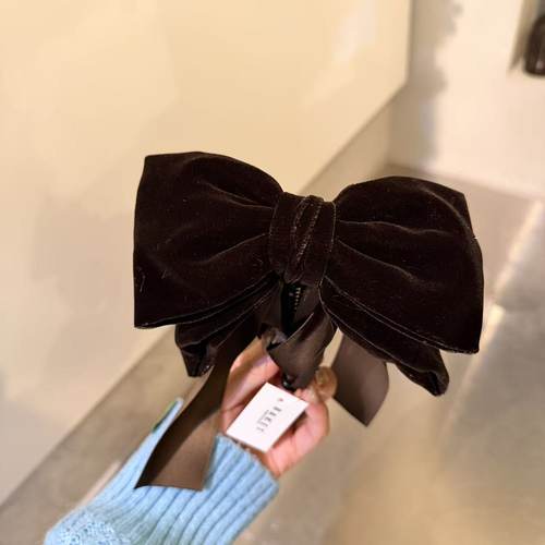 11.29韩国东大门baket发饰简约复古丝绒蝴蝶结香蕉夹