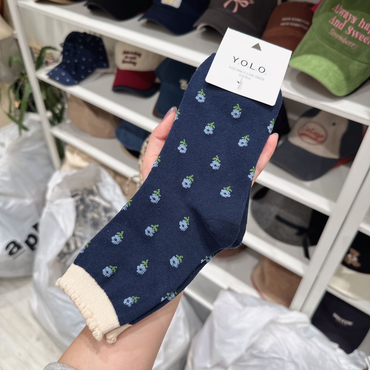 11.10东大门韩国YOLO二店碎花袜子透气舒适百搭
