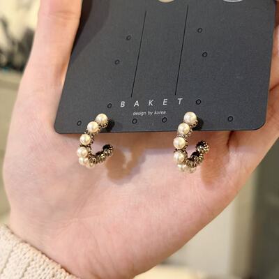 1.17韩国东大门baket耳饰复古珍珠耳圈