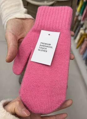 12.18韩国饰品maylee纯色简约针织半圆分指手套成人