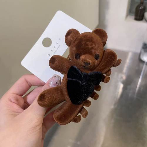 10.25韩国东大门baket发饰可爱植绒爱心小熊发夹大号抓夹鲨鱼夹