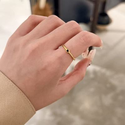 1.16韩国东大门vase银饰简约金色开口戒指