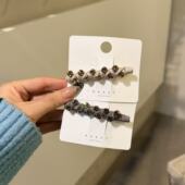 1.27韩国东大门baket发饰布艺闪钻交错一字夹边夹发夹