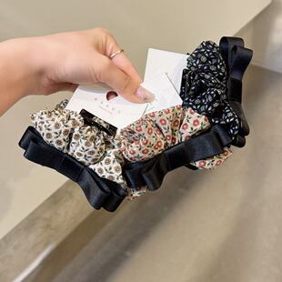 5.31韩国东大门baket发饰碎花气质缎光蝴蝶结抓夹