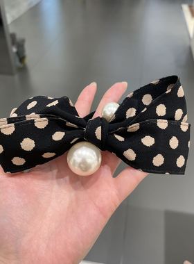 10.3韩国直播the queen珍珠波点蝴蝶结发圈发绳