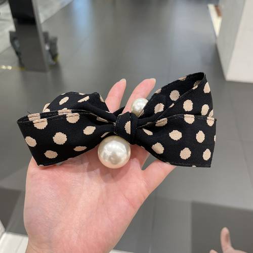 珍珠波点蝴蝶结发圈发绳