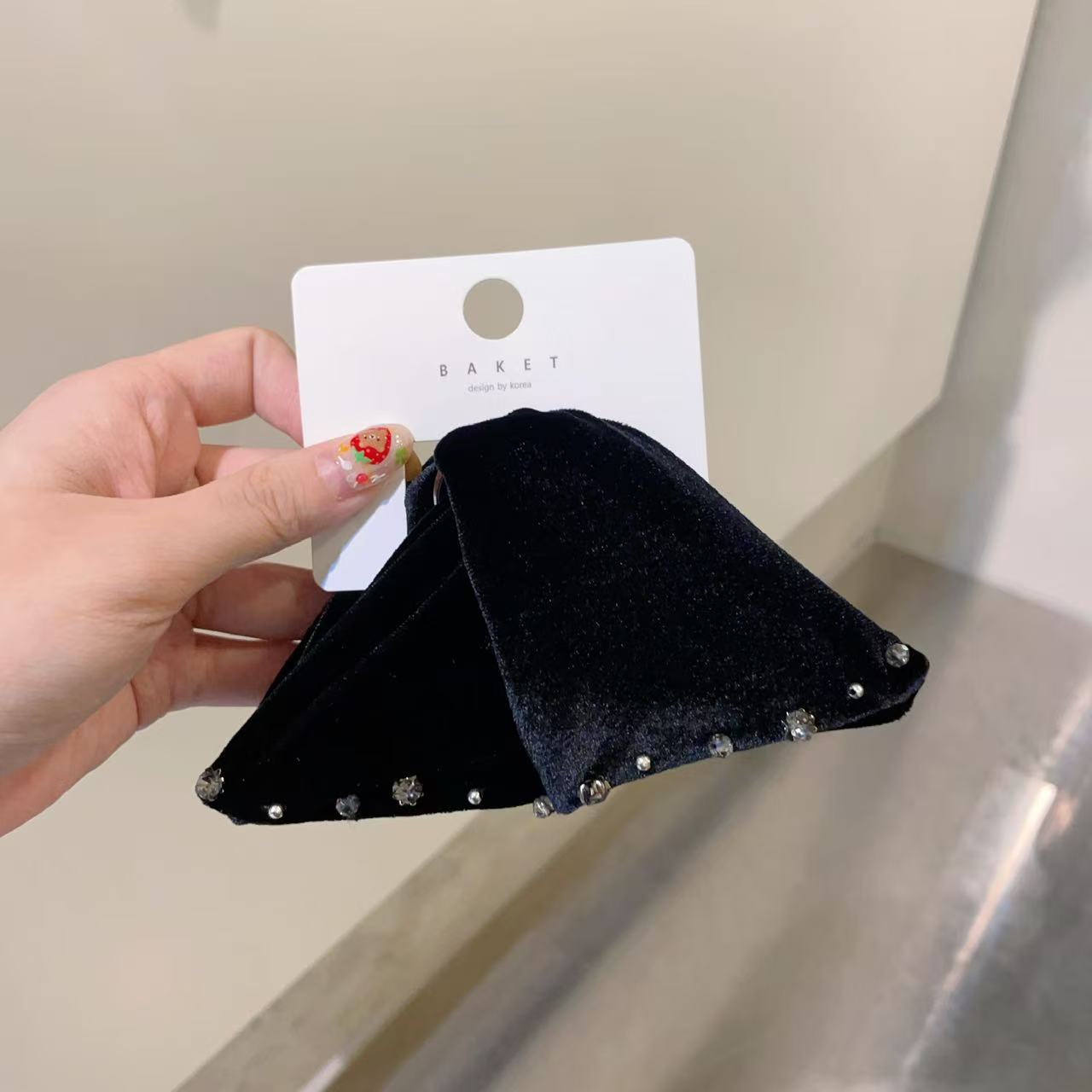 10.14韩国东大门baket发饰丝绒三角简约抓夹发抓