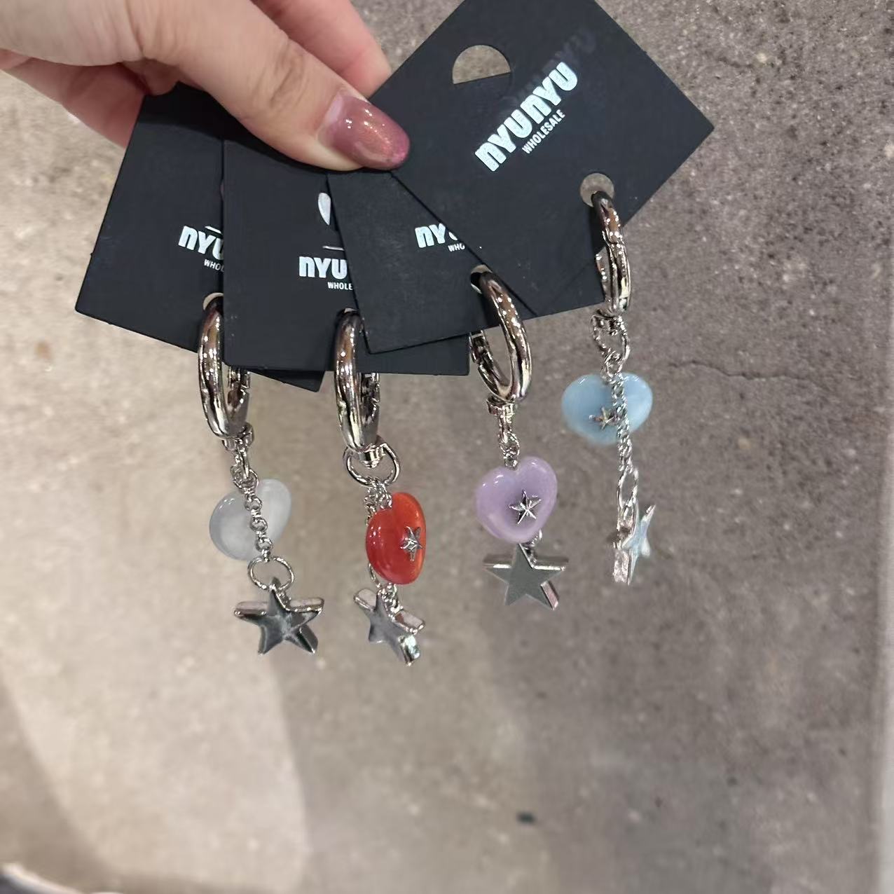 2.28韩国nyunyu糖果色系爱心星星钥匙扣包挂