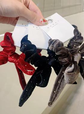 9.20韩国东大门baket发饰显白红丝绒飘带蝴蝶结大肠发圈