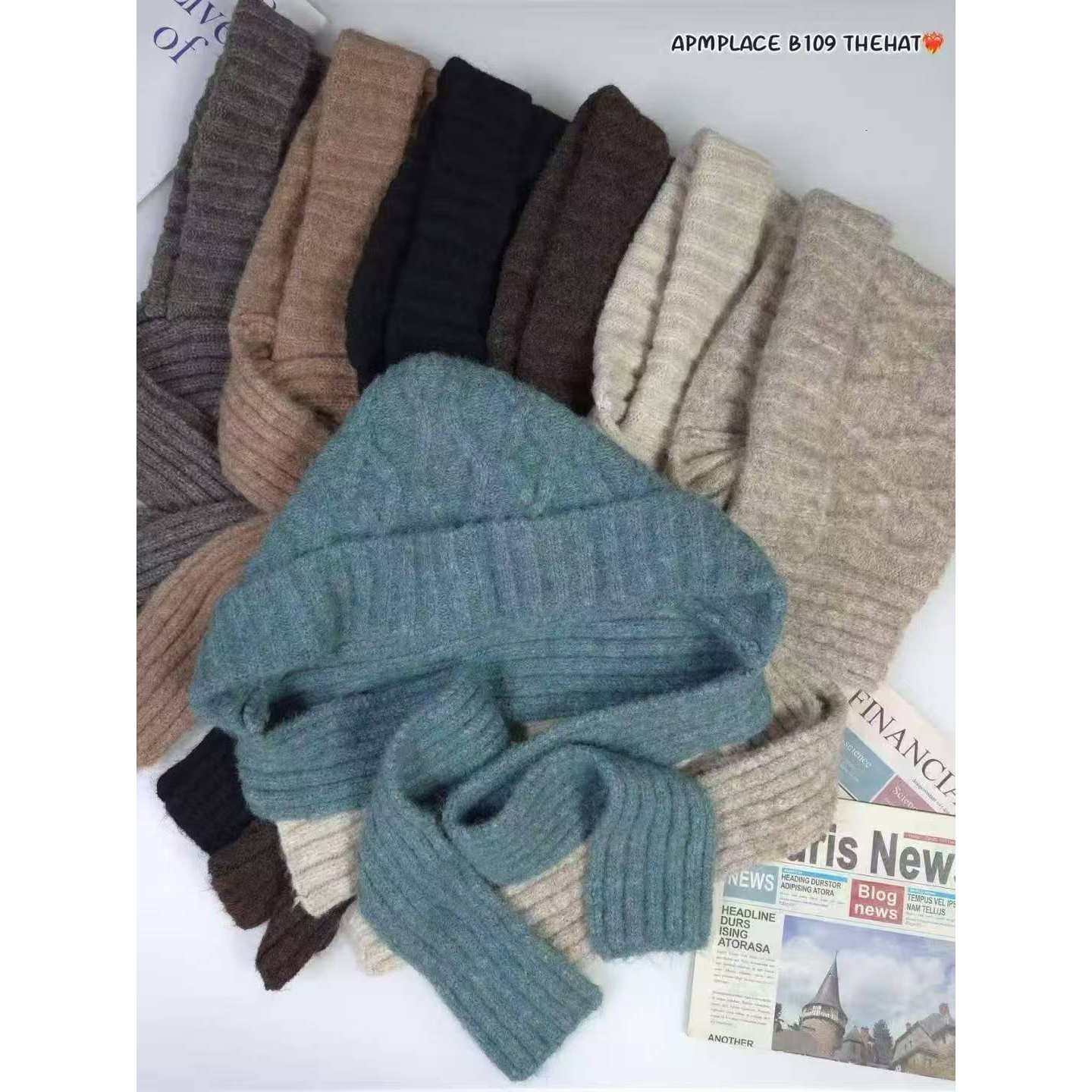 10.26韩国东大门the hat二号店毛线围巾一体帽 雪娃娃