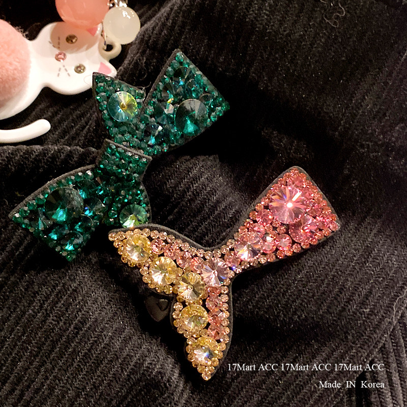 韩国发饰东大门轻奢水钻蝴蝶结发夹甜美彩色人鱼尾侧边刘海夹发卡