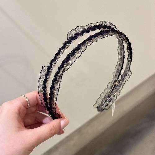 5.3韩国东大门baket发饰新款甜美经典双层荷叶边蕾丝发箍发卡