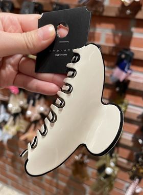 3.24直播韩国nyunyu发饰温柔白色复古抓夹净版纯色气质发抓