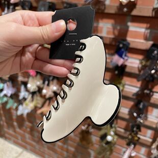 3.24直播韩国nyunyu发饰温柔白色复古抓夹净版 纯色气质发抓