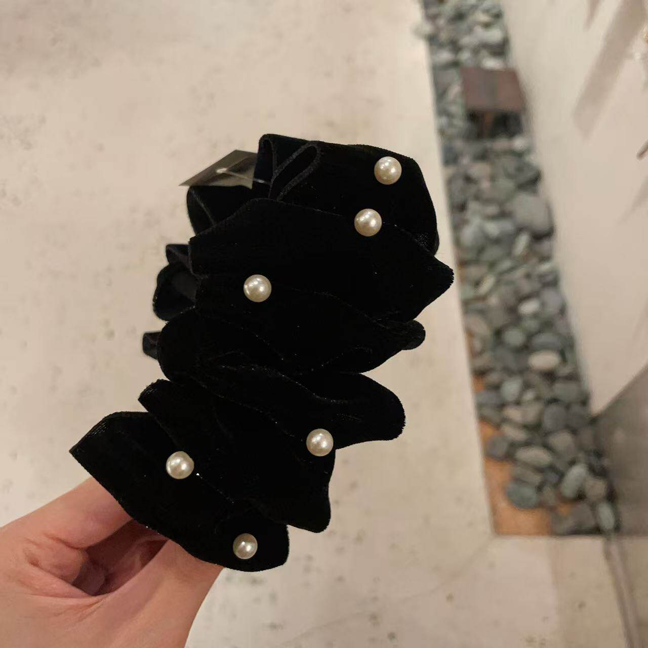 10.28韩国东大门baket发饰满天星丝绒珍珠褶皱马尾夹香蕉夹