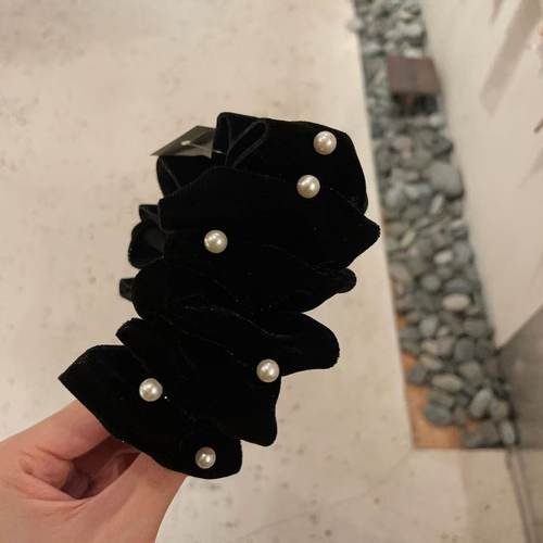 10.28韩国东大门baket发饰满天星丝绒珍珠褶皱马尾夹香蕉夹