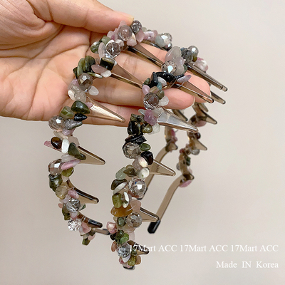 韩国水晶发箍高颅顶洗脸头箍专用防滑发带压发卡发捆头饰原石系列