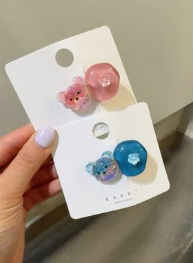 5.27韩国东大门baket发夹彩色小熊小花发夹边夹