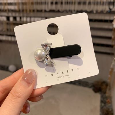 2.15韩国东大门baket直播发饰气质珍珠水钻蝴蝶结鸭嘴夹边夹发夹