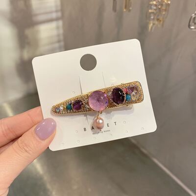 3.21东大门韩国东大门baket彩钻珍珠吊坠重工鸭嘴夹水钻