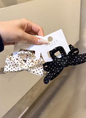 12.20韩国东大门baket发饰复古波点飘带蝴蝶结抓夹