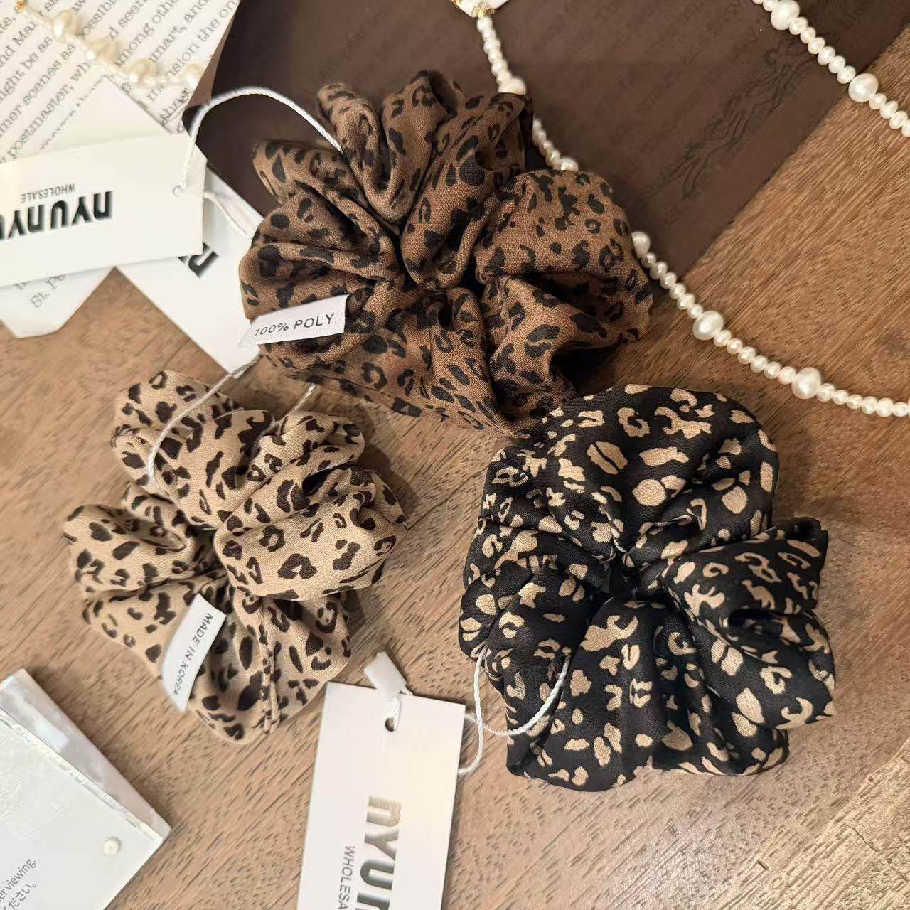 12.5韩国东大门nyunyu发饰新款秋冬豹纹大肠发圈低马尾