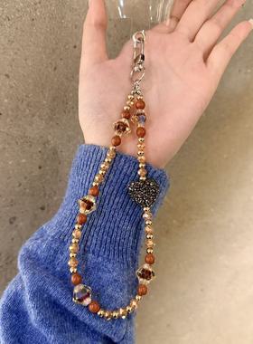 12.26韩国东大门maylee砂糖水钻爱心串珠手机链