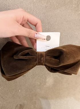 12.19韩国东大门nyunyu发饰复古绒面蝴蝶结弹簧夹