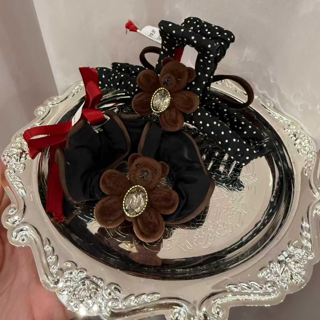 10.20韩国东大门Trois de LEI发饰波点小熊抓夹发绳发圈