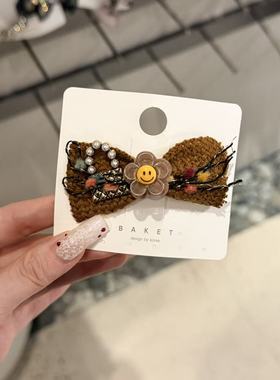 12.30韩国东大门baket发饰笑脸小香风蝴蝶结边夹