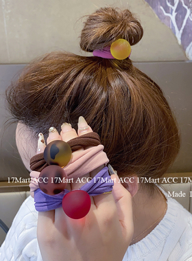 韩国秋冬豹纹磨砂圆球发圈高弹力毛巾圈不缠发头绳皮筋高马尾皮筋