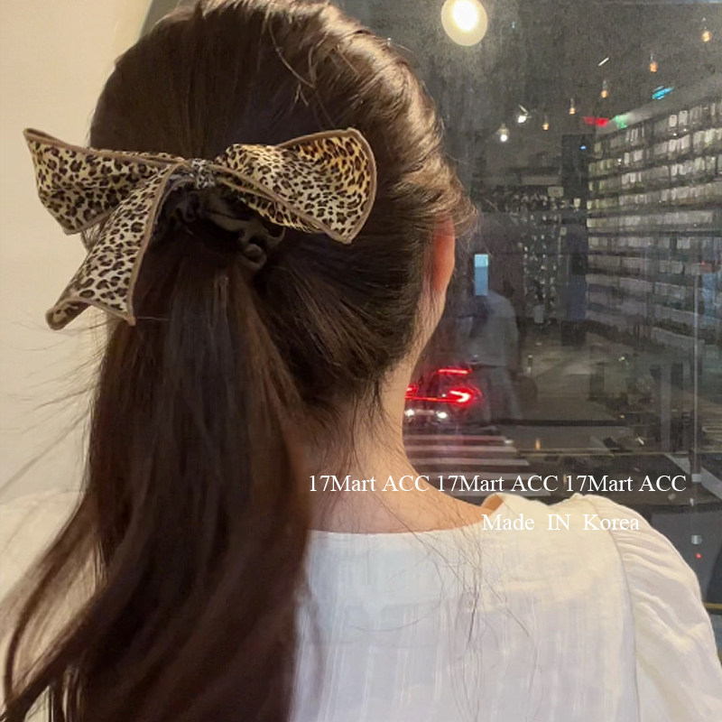 8.23韩国baket发饰豹纹蝴蝶结复古简约小肠发圈头绳