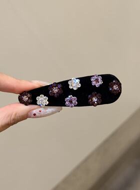 韩国进口发饰甜美丝绒水晶闪钻发夹掰掰夹韩系百搭bb夹侧边夹头饰
