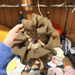 3.2韩国东大门Trois LEI拼色纱料格纹布艺大肠发圈